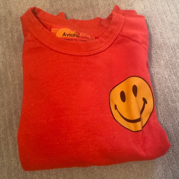 Red Smiley Face Red Aviator Nation Crewneck *NOT SOLD ON THE WEBSITE ANYMORE* - Picture 1 of 4